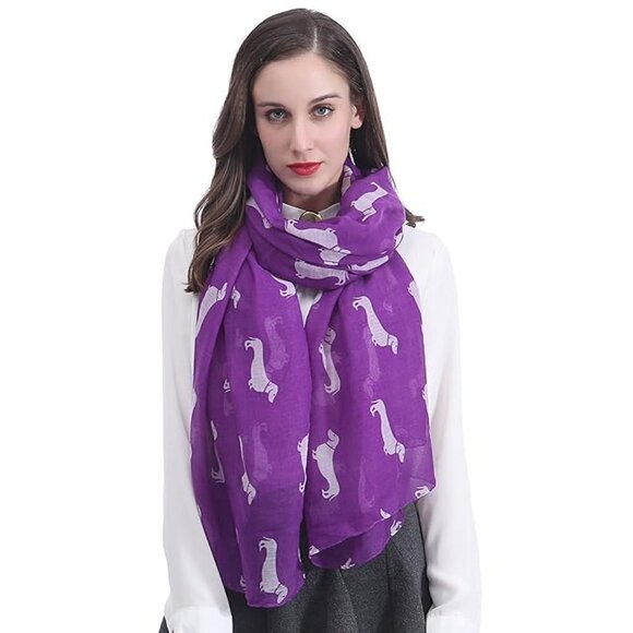 Unbranded | Women's Purple Dachshund Doxie Dog Printed Oversized Scarf - Picture 1 of 11